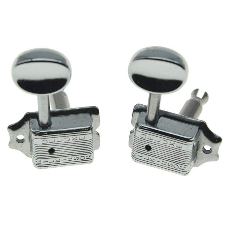 Wilkinson Deluxe 6 Inline Vintage Guitar Tuners with Split Post Guitar Tuning Keys Peg Machine Heads for Strat/Tele Guitars Chrome - Image 4